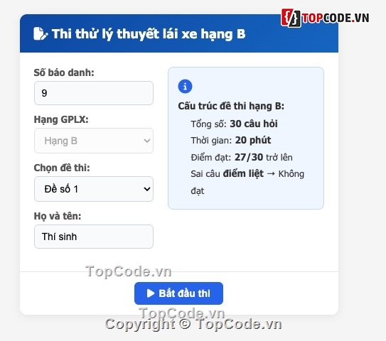 thi trực tuyến,xe ô tô,lái xe ô tô,Ôn thi,lái xe